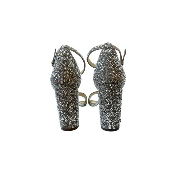 Betsey Johnson Blue SB-Rina Silver Rhinestone Block Heel Sandals Size 6 - Picture 3 of 12